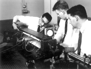 engineers working on experiment long ago