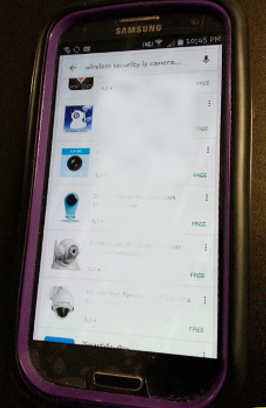ipcamera apps displayed on smartphone