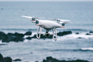drone over coastline
